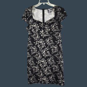 Women's Killstar Vintage Crush Midi Dress Black Size XXL Skulls and Flowers